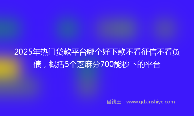 2025年热门贷款平台哪个好下款不看征信不看负债，概括5个芝麻分700能秒下的平台