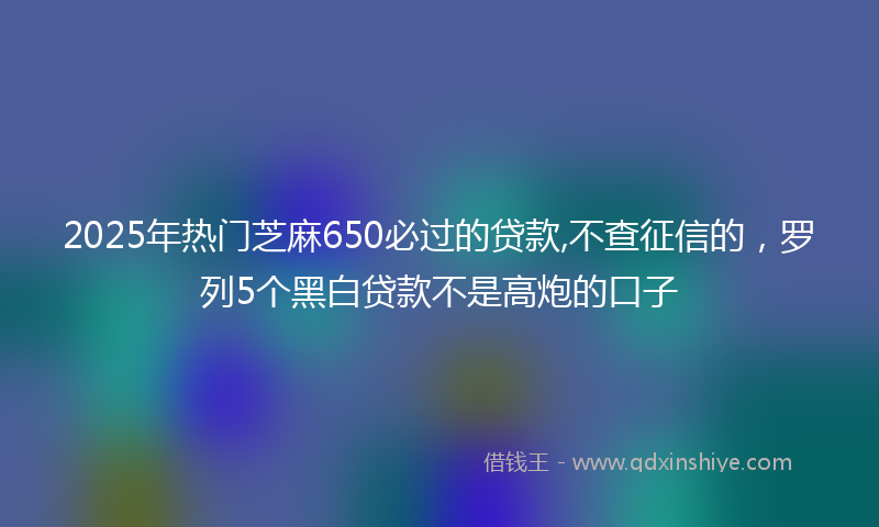 2025年热门芝麻650必过的贷款,不查征信的，罗列5个黑白贷款不是高炮的口子
