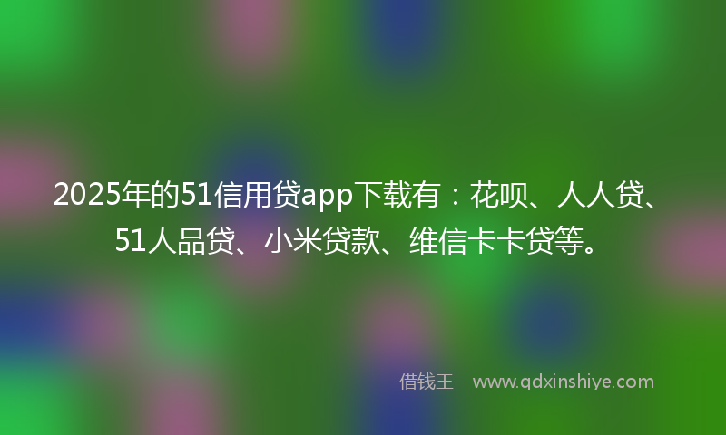 2025年的51信用贷app下载有：花呗、人人贷、51人品贷、小米贷款、维信卡卡贷等。
