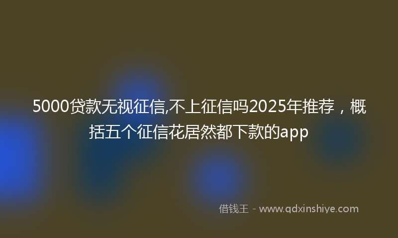 5000贷款无视征信,不上征信吗2025年推荐，概括五个征信花居然都下款的app