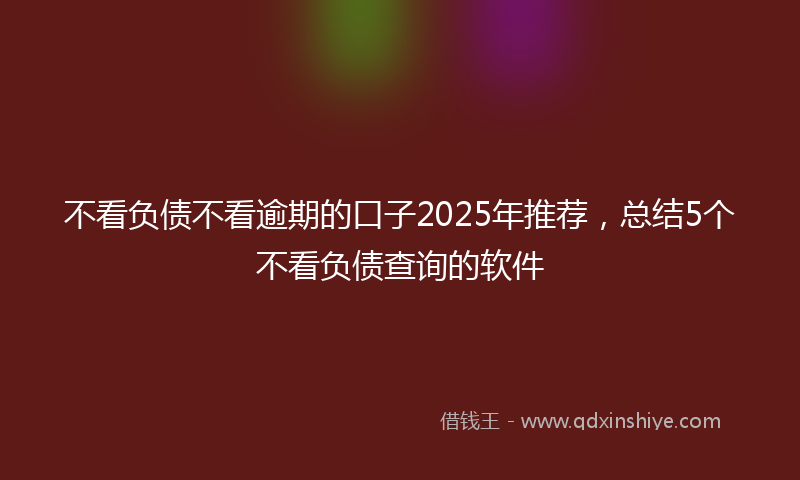 不看负债不看逾期的口子2025年推荐，总结5个不看负债查询的软件