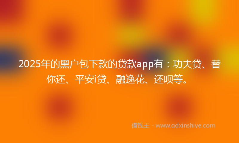 2025年的黑户包下款的贷款app有：功夫贷、替你还、平安i贷、融逸花、还呗等。