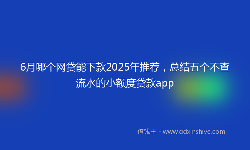 6月哪个网贷能下款2025年推荐，总结五个不查流水的小额度贷款app