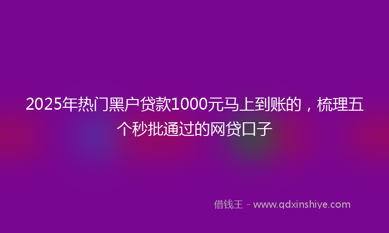 2025年热门黑户贷款1000元马上到账的，梳理五个秒批通过的网贷口子