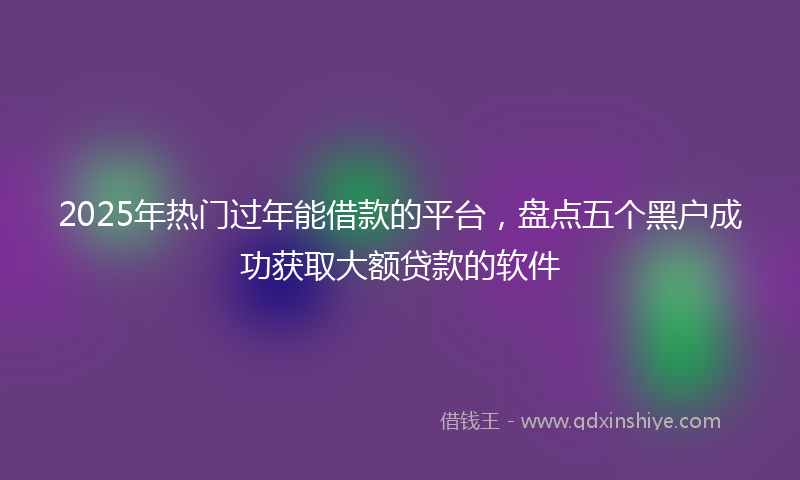 2025年热门过年能借款的平台，盘点五个黑户成功获取大额贷款的软件