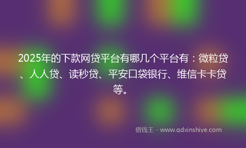 2025年的下款网贷平台有哪几个平台有：微粒贷、人人贷、读秒贷、平安口袋银行、维信卡卡贷等。