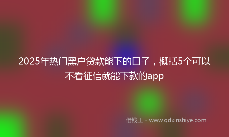 2025年热门黑户贷款能下的口子，概括5个可以不看征信就能下款的app