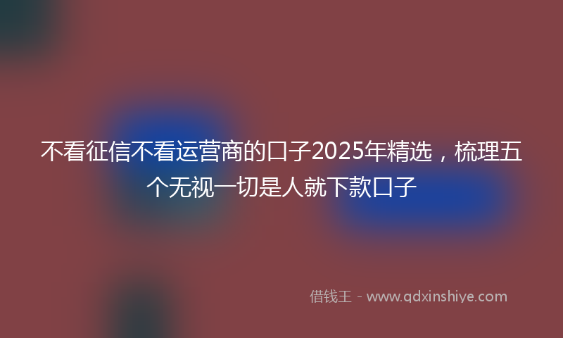 不看征信不看运营商的口子2025年精选，梳理五个无视一切是人就下款口子