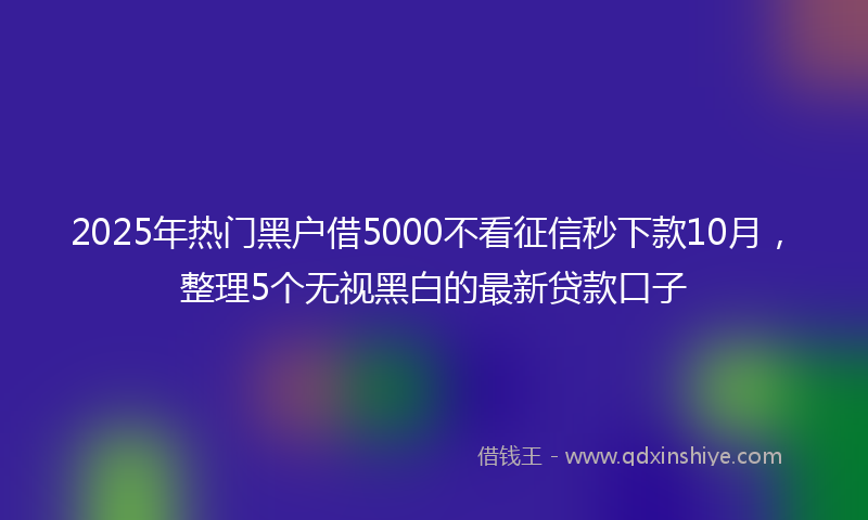 2025年热门黑户借5000不看征信秒下款10月,整理5个无视黑白的最新贷款口子