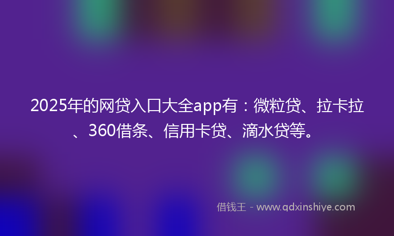2025年的网贷入口大全app有：微粒贷、拉卡拉、360借条、信用卡贷、滴水贷等。