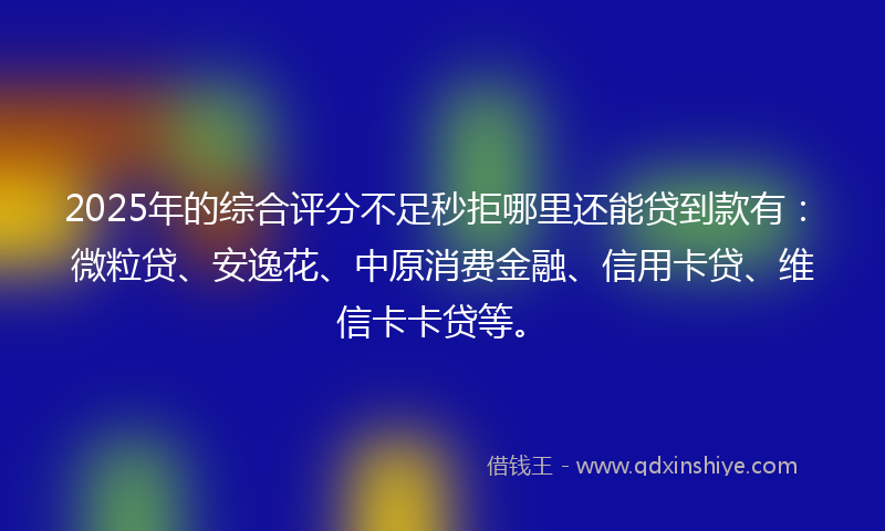 2025年的综合评分不足秒拒哪里还能贷到款有：微粒贷、安逸花、中原消费金融、信用卡贷、维信卡卡贷等。