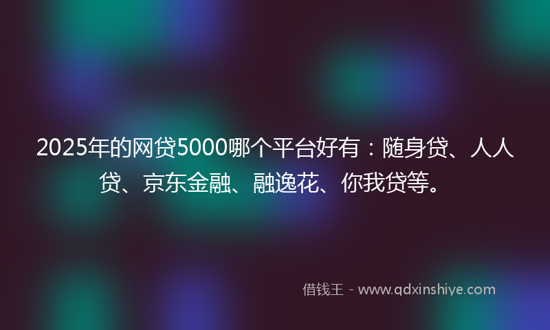 2025年的网贷5000哪个平台好有：随身贷、人人贷、京东金融、融逸花、你我贷等。