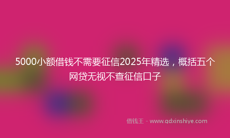 5000小额借钱不需要征信2025年精选，概括五个网贷无视不查征信口子