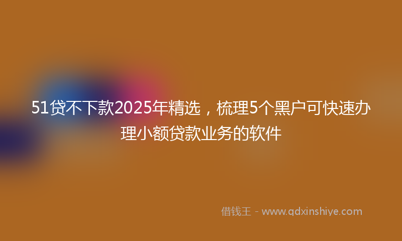 51贷不下款2025年精选，梳理5个黑户可快速办理小额贷款业务的软件