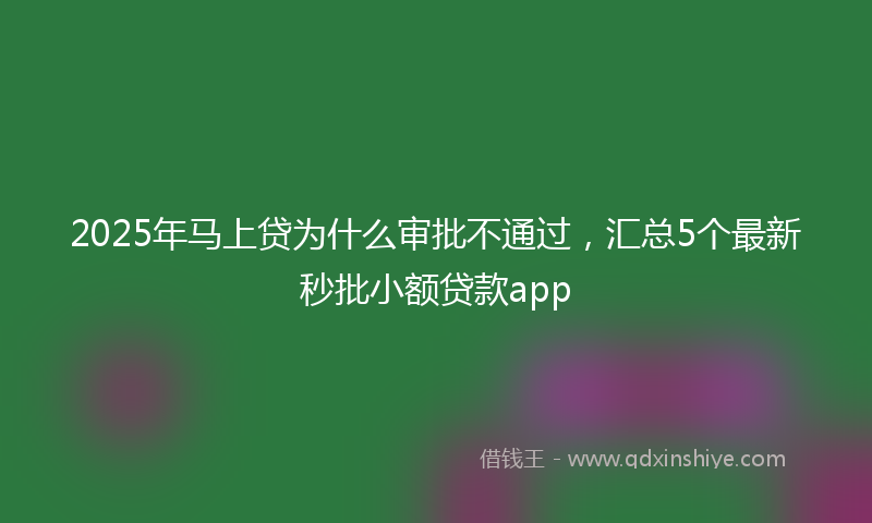 2025年马上贷为什么审批不通过，汇总5个最新秒批小额贷款app