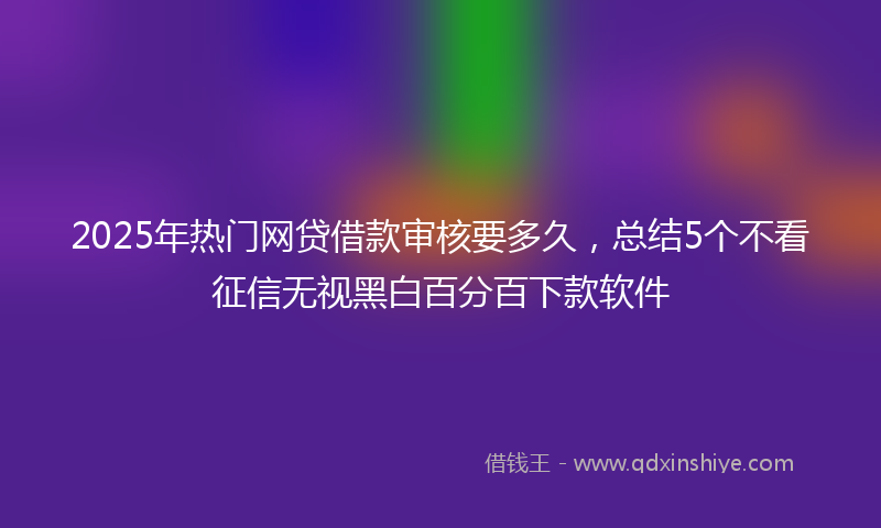 2025年热门网贷借款审核要多久，总结5个不看征信无视黑白百分百下款软件