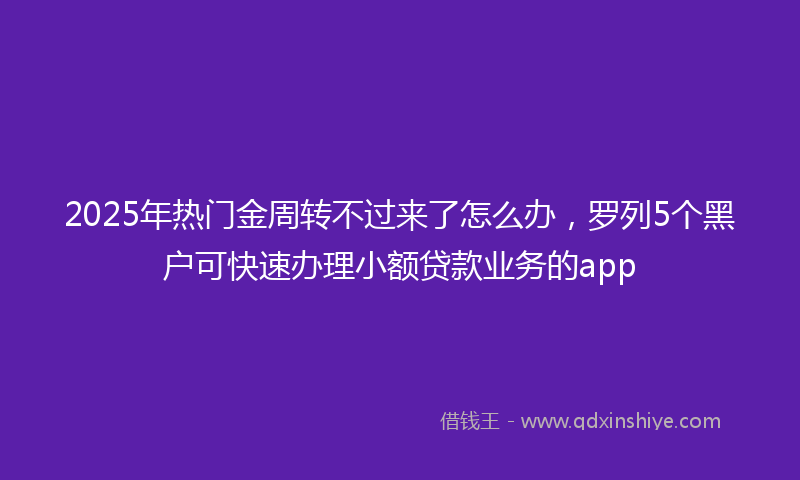 2025年热门金周转不过来了怎么办，罗列5个黑户可快速办理小额贷款业务的app