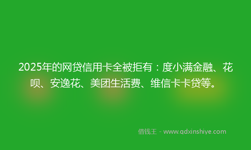 2025年的网贷信用卡全被拒有：度小满金融、花呗、安逸花、美团生活费、维信卡卡贷等。