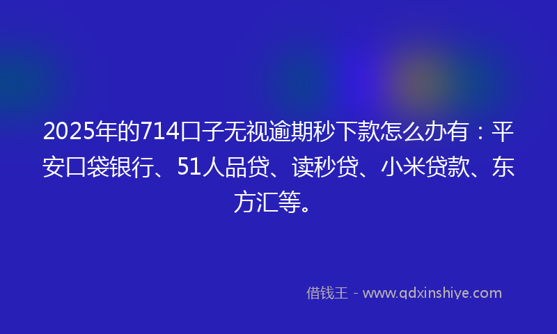 2025年的714口子无视逾期秒下款怎么办有：平安口袋银行、51人品贷、读秒贷、小米贷款、东方汇等。