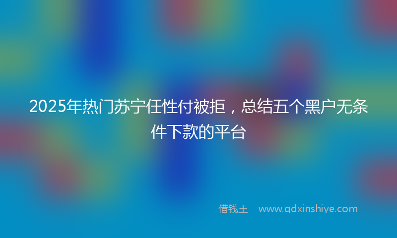 2025年热门苏宁任性付被拒，总结五个黑户无条件下款的平台