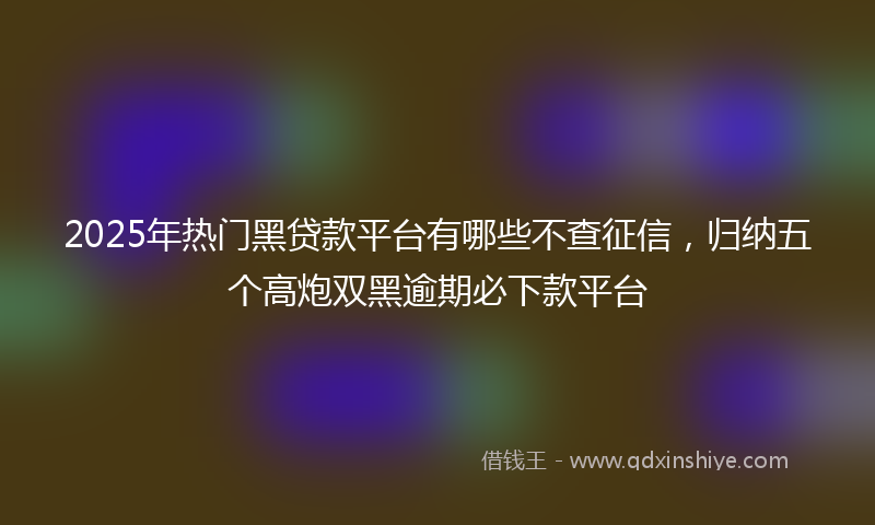 2025年热门黑贷款平台有哪些不查征信，归纳五个高炮双黑逾期必下款平台