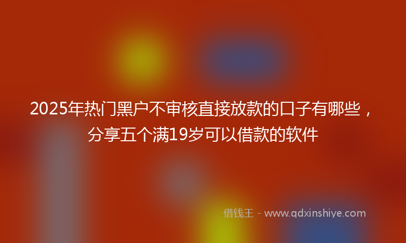 2025年热门黑户不审核直接放款的口子有哪些，分享五个满19岁可以借款的软件