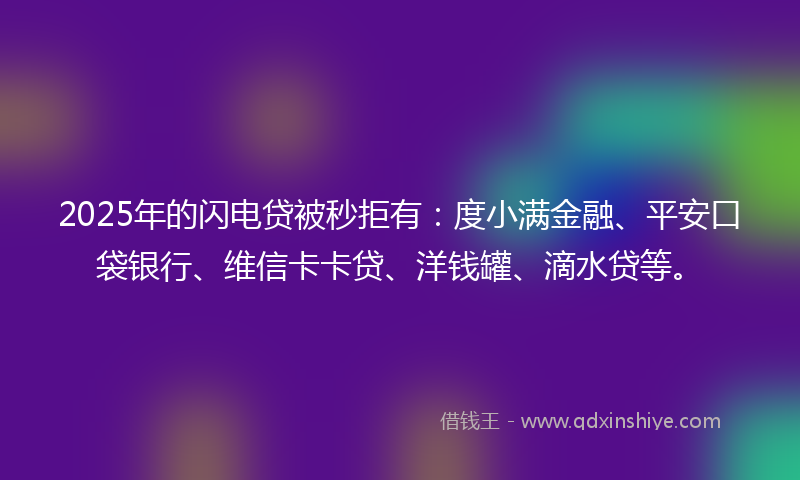 2025年的闪电贷被秒拒有：度小满金融、平安口袋银行、维信卡卡贷、洋钱罐、滴水贷等。