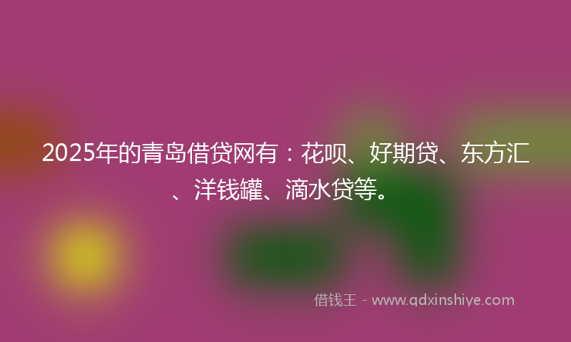 2025年的青岛借贷网有：花呗、好期贷、东方汇、洋钱罐、滴水贷等。
