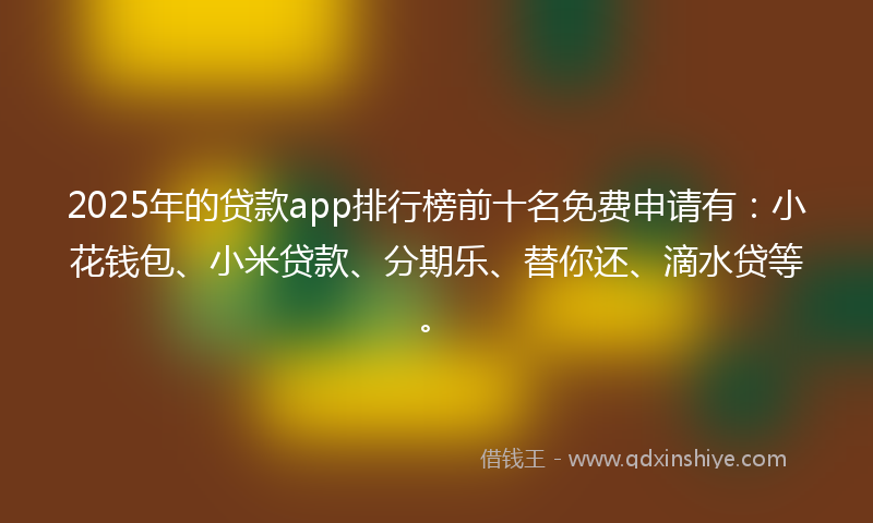 2025年的贷款app排行榜前十名免费申请有：小花钱包、小米贷款、分期乐、替你还、滴水贷等。