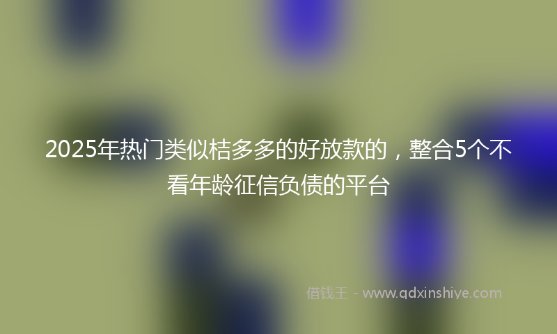 2025年热门类似桔多多的好放款的，整合5个不看年龄征信负债的平台