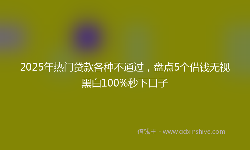 2025年热门贷款各种不通过，盘点5个借钱无视黑白100%秒下口子