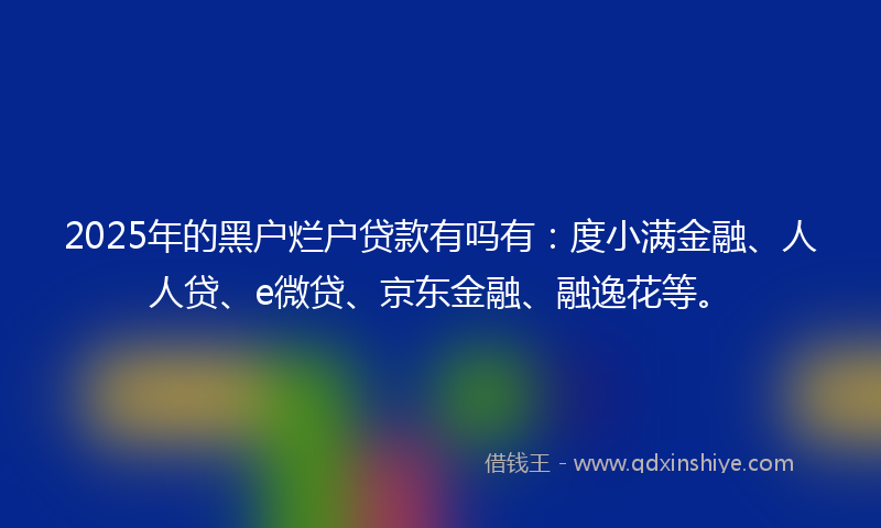 2025年的黑户烂户贷款有吗有：度小满金融、人人贷、e微贷、京东金融、融逸花等。