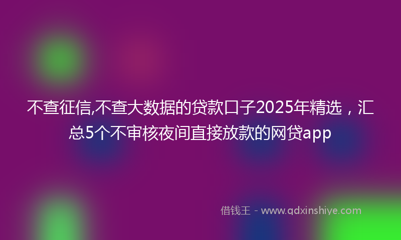 不查征信,不查大数据的贷款口子2025年精选，汇总5个不审核夜间直接放款的网贷app
