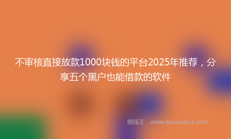 不审核直接放款1000块钱的平台2025年推荐，分享五个黑户也能借款的软件