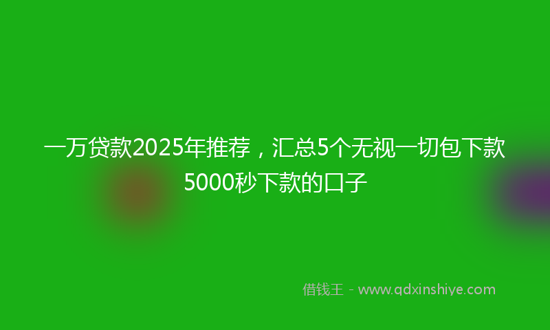 一万贷款2025年推荐，汇总5个无视一切包下款5000秒下款的口子