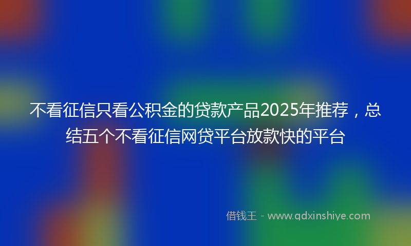 不看征信只看公积金的贷款产品2025年推荐，总结五个不看征信网贷平台放款快的平台