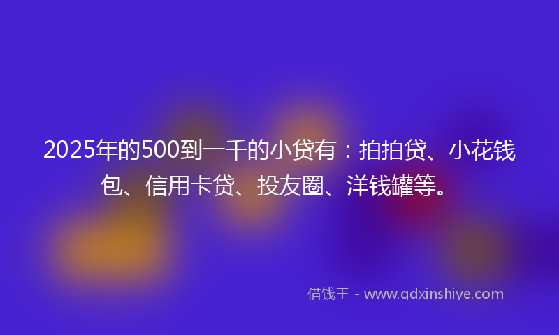 2025年的500到一千的小贷有：拍拍贷、小花钱包、信用卡贷、投友圈、洋钱罐等。