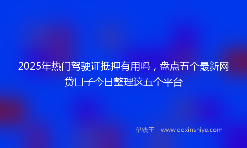 2025年热门驾驶证抵押有用吗,盘点五个最新网贷口子今日整理这五个平台