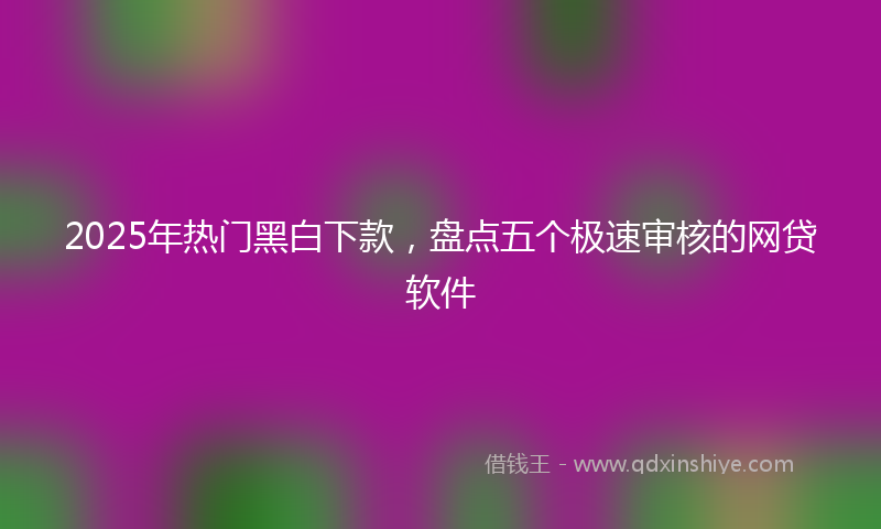 2025年热门黑白下款，盘点五个极速审核的网贷软件