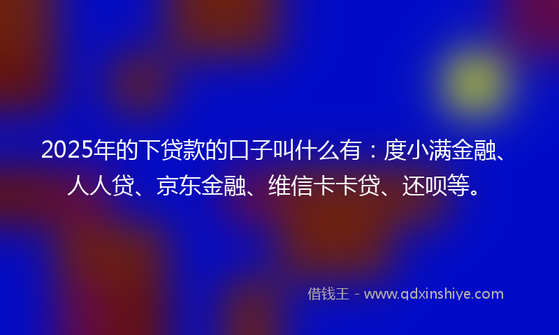 2025年的下贷款的口子叫什么有：度小满金融、人人贷、京东金融、维信卡卡贷、还呗等。