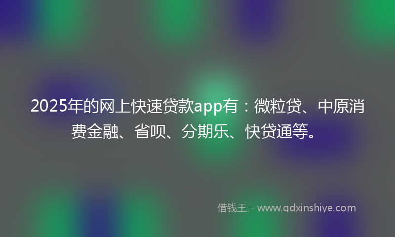 2025年的网上快速贷款app有：微粒贷、中原消费金融、省呗、分期乐、快贷通等。