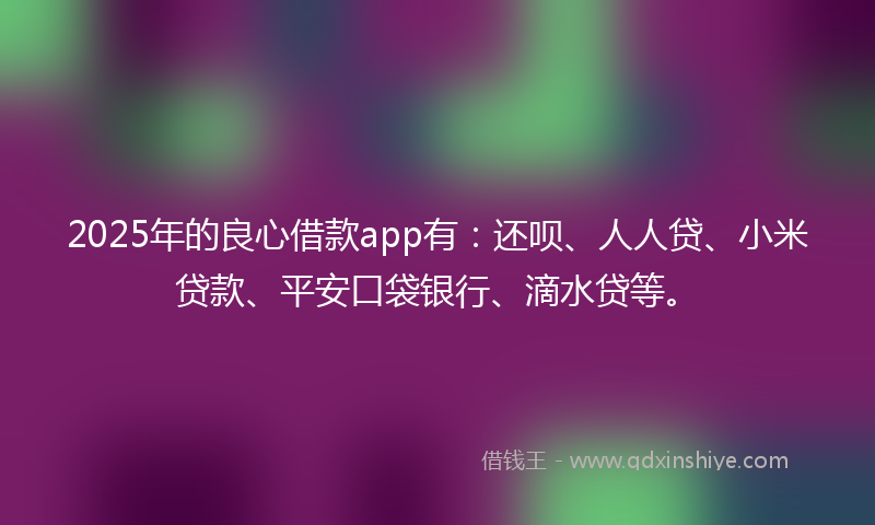 2025年的良心借款app有：还呗、人人贷、小米贷款、平安口袋银行、滴水贷等。