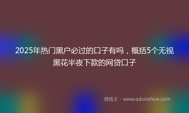 2025年热门黑户必过的口子有吗，概括5个无视黑花半夜下款的网贷口子