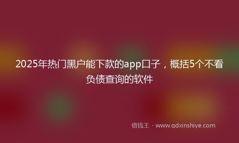 2025年热门黑户能下款的app口子，概括5个不看负债查询的软件
