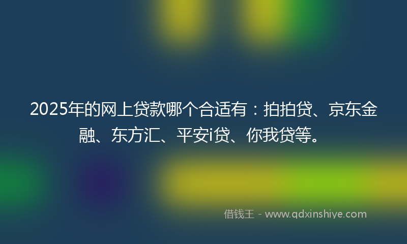 2025年的网上贷款哪个合适有：拍拍贷、京东金融、东方汇、平安i贷、你我贷等。