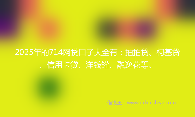 2025年的714网贷口子大全有：拍拍贷、柯基贷、信用卡贷、洋钱罐、融逸花等。