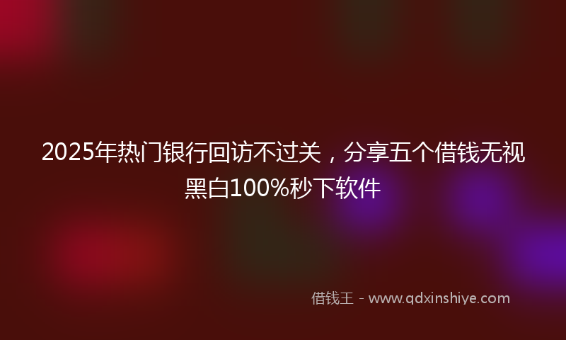 2025年热门银行回访不过关,分享五个借钱无视黑白100%秒下软件