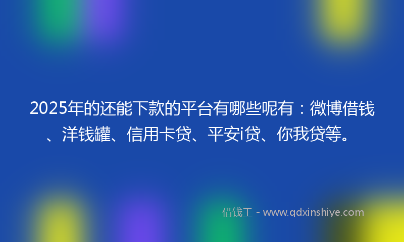 2025年的还能下款的平台有哪些呢有：微博借钱、洋钱罐、信用卡贷、平安i贷、你我贷等。