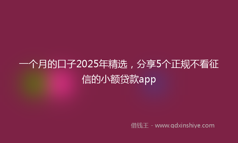 一个月的口子2025年精选，分享5个正规不看征信的小额贷款app