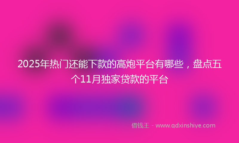 2025年热门还能下款的高炮平台有哪些,盘点五个11月独家贷款的平台